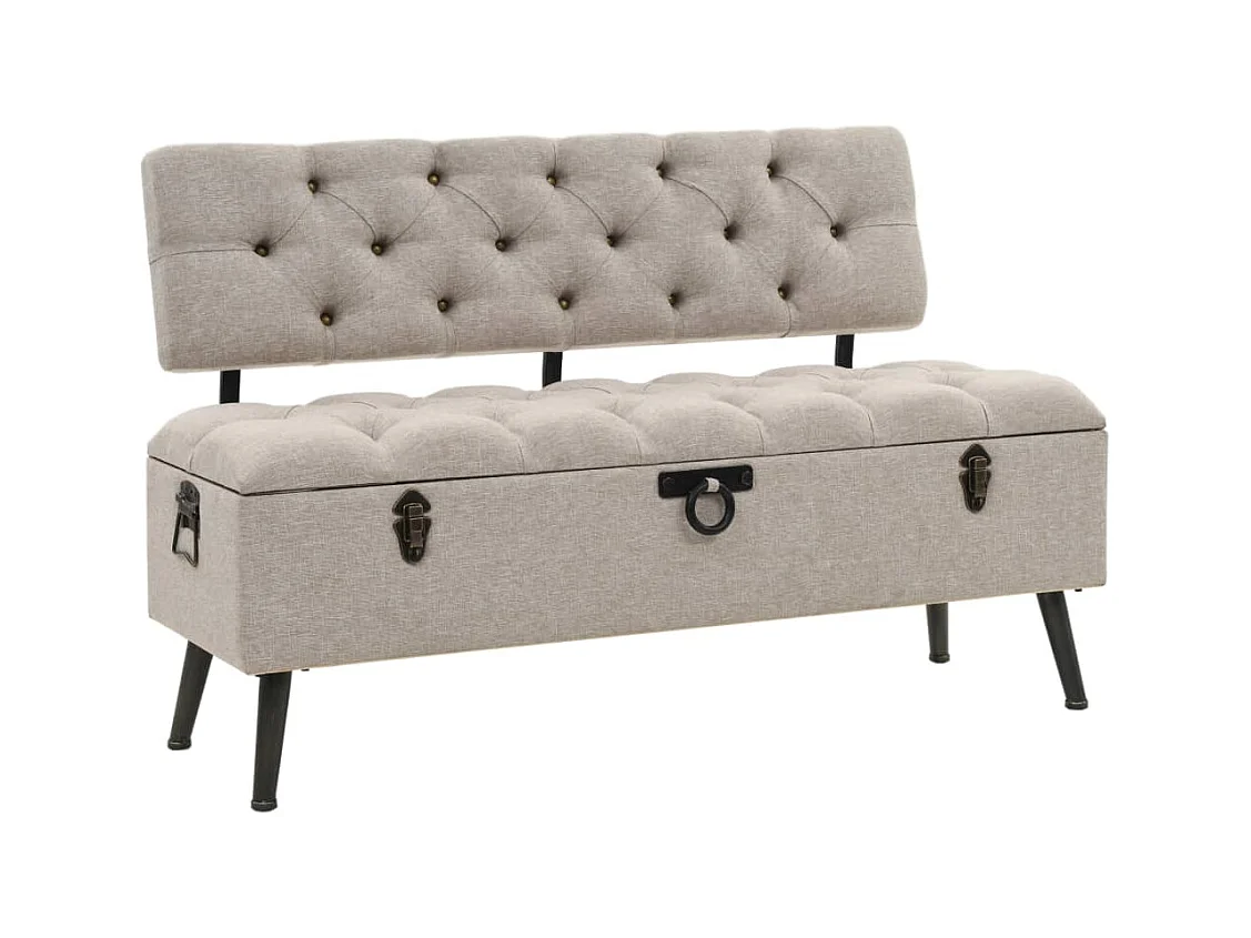 Banc de rangement avec dossier 110 cm Crème Tissu