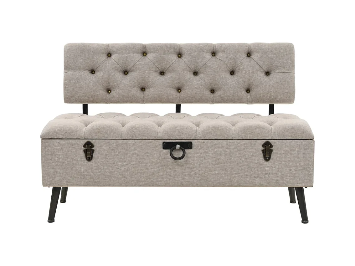 Banc de rangement avec dossier 110 cm Crème Tissu