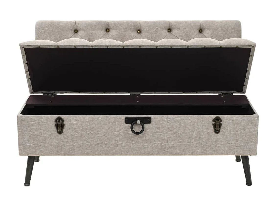 Banc de rangement avec dossier 110 cm Crème Tissu