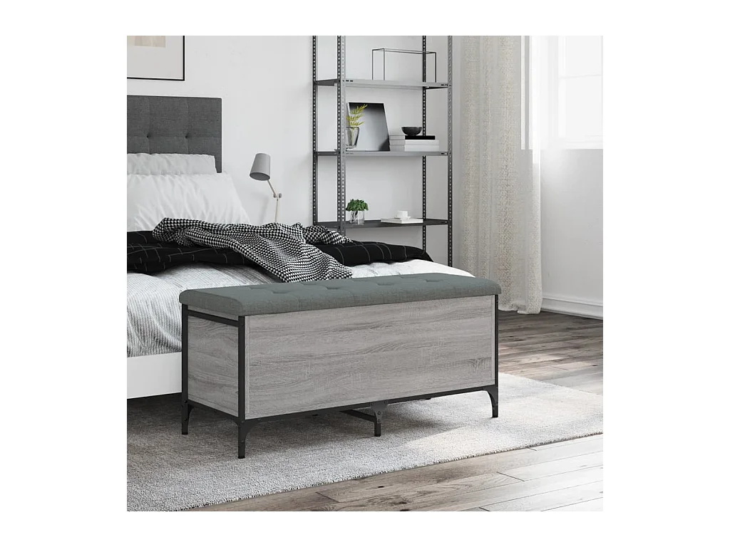 Sonoma graue Aufbewahrungsbank 102x42x45 cm Holzwerkstoff