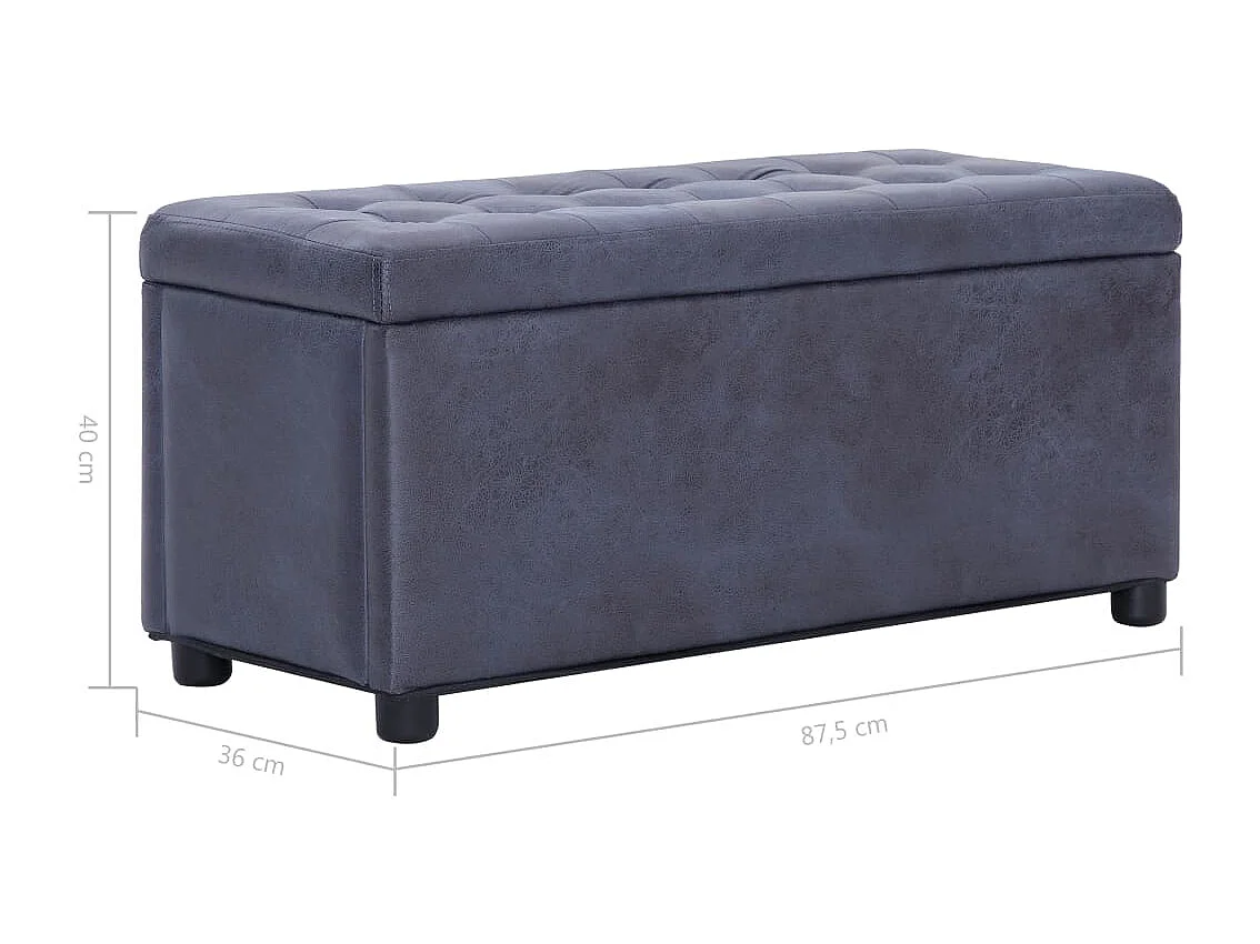 Aufbewahrungshocker 87,5 cm Graues Wildlederimitat