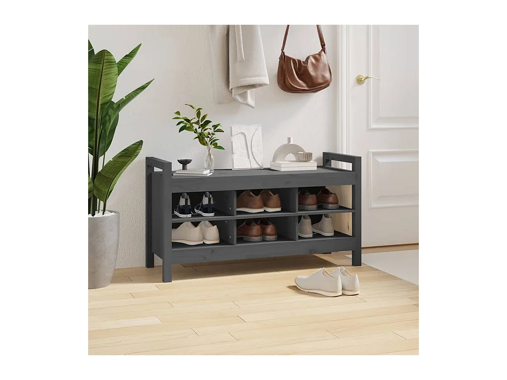 Entreebank Grijs 110x40x60 cm Massief grenenhout