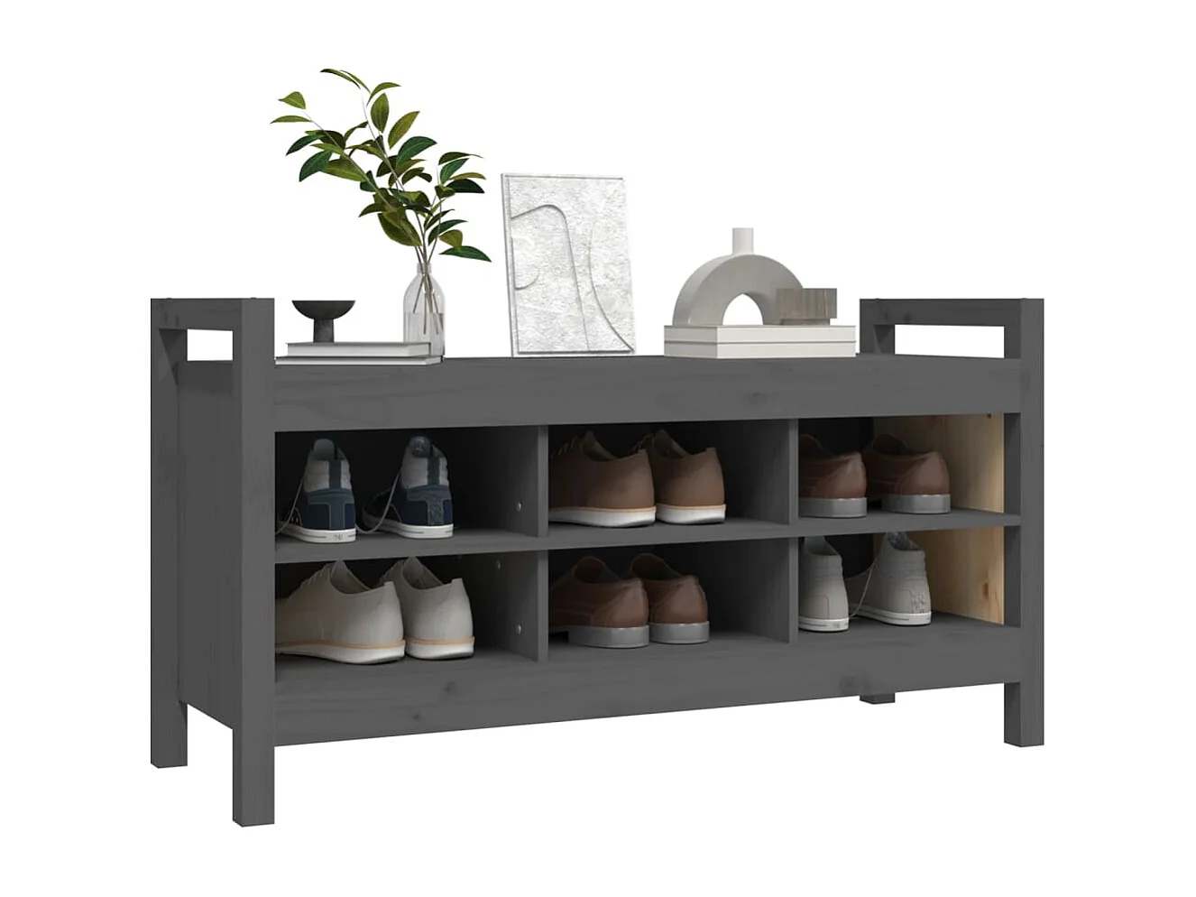 Panca da ingresso Grigio 110x40x60 cm Legno massello di pino