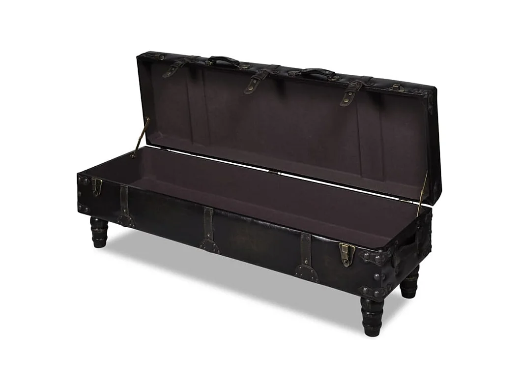 Banc long de rangement marron