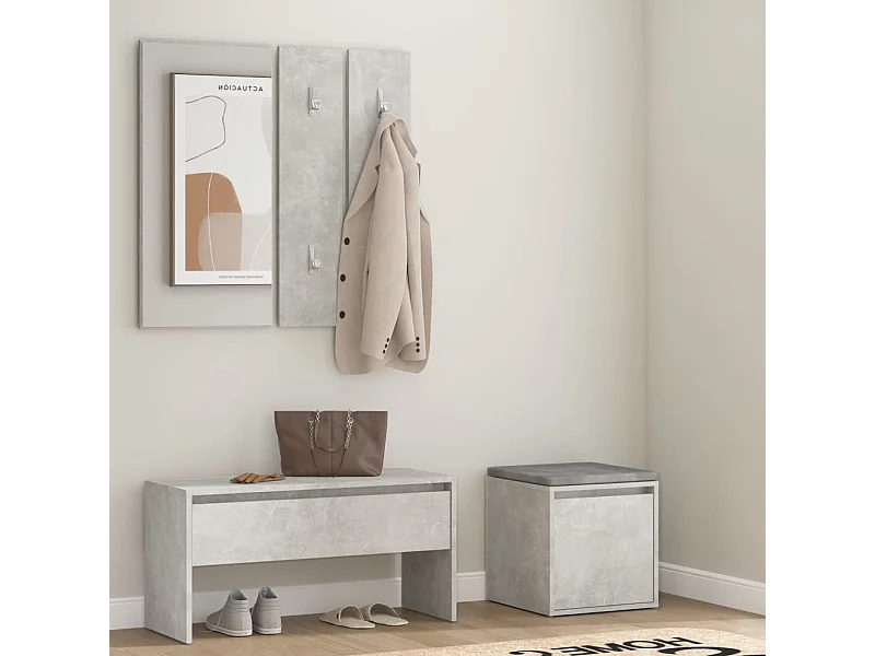 Conjunto de muebles de pasillo de madera de ingeniería de hormigón gris