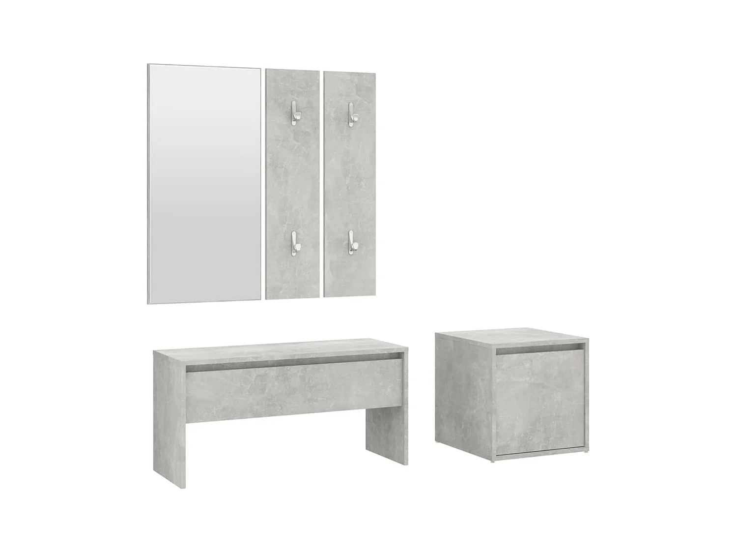 Betongraues Flurmöbel-Set aus Holzwerkstoff