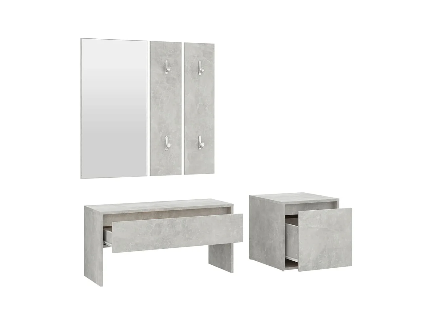Betongraues Flurmöbel-Set aus Holzwerkstoff