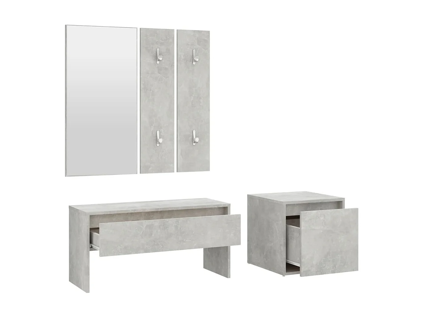 Set di mobili per corridoio grigio cemento in legno ingegnerizzato