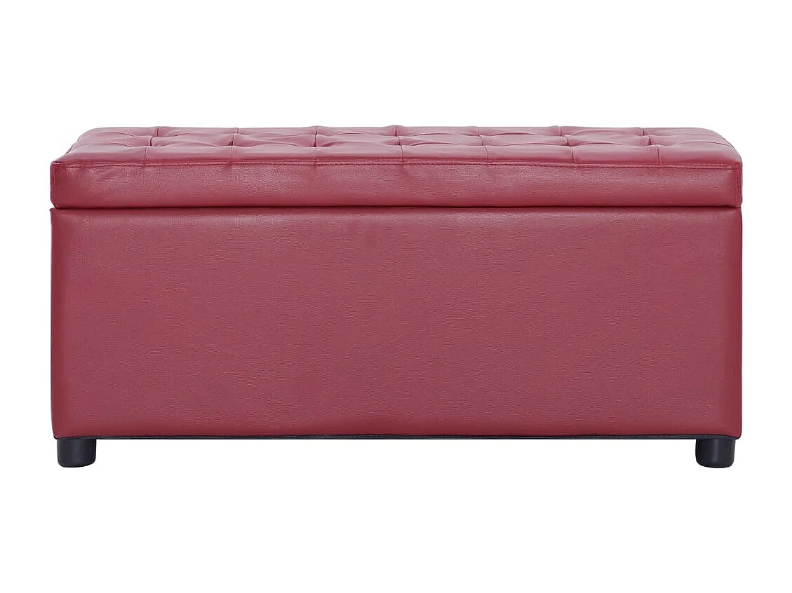 Pouf contenitore 87,5 cm in similpelle bordeaux rosso