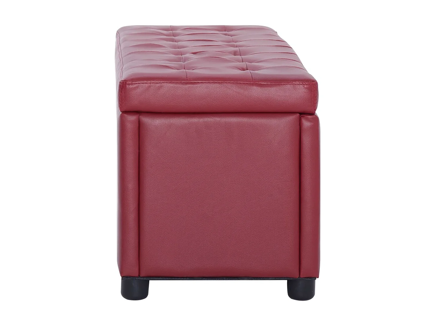 Pouf contenitore 87,5 cm in similpelle bordeaux rosso
