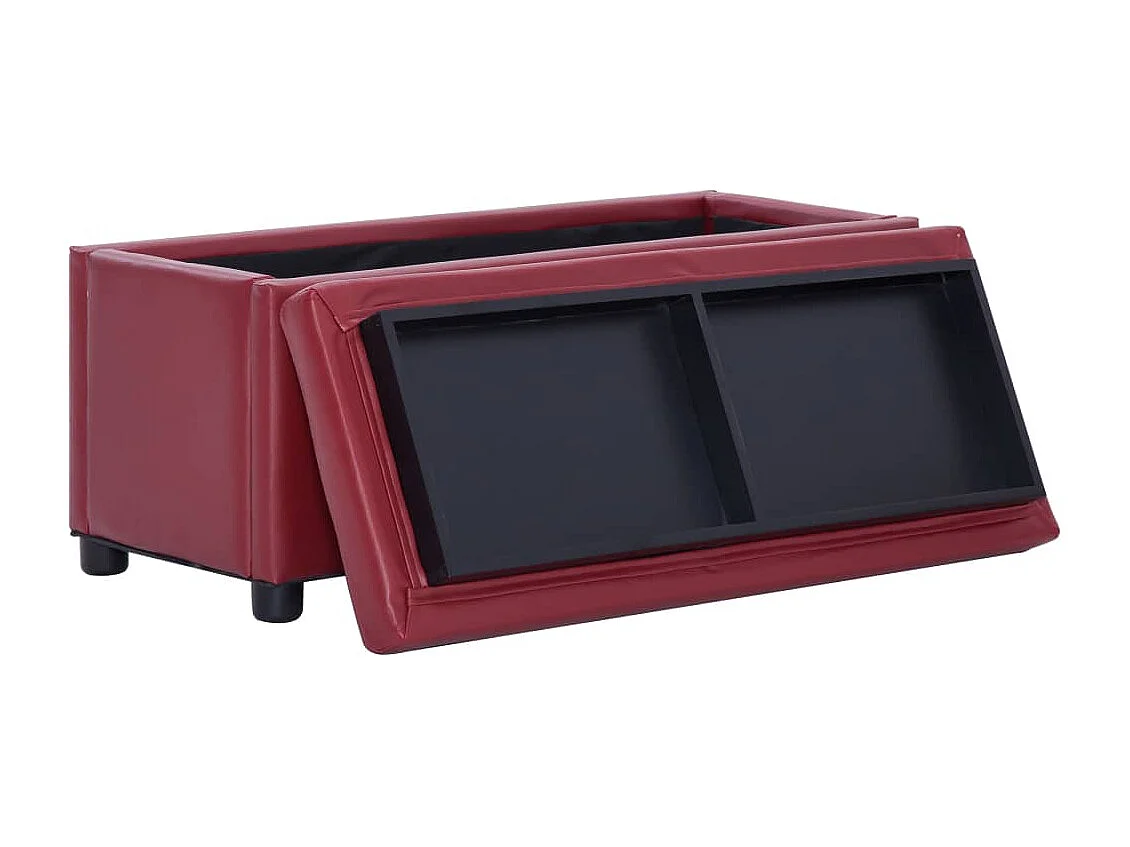 Pouf contenitore 87,5 cm in similpelle bordeaux rosso