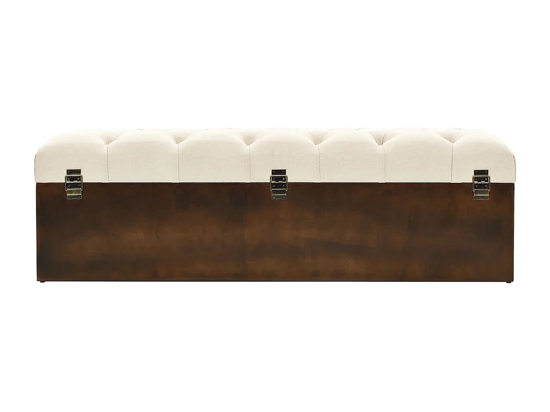 Panca contenitore 110 cm Crema Legno massello di abete e tessuto