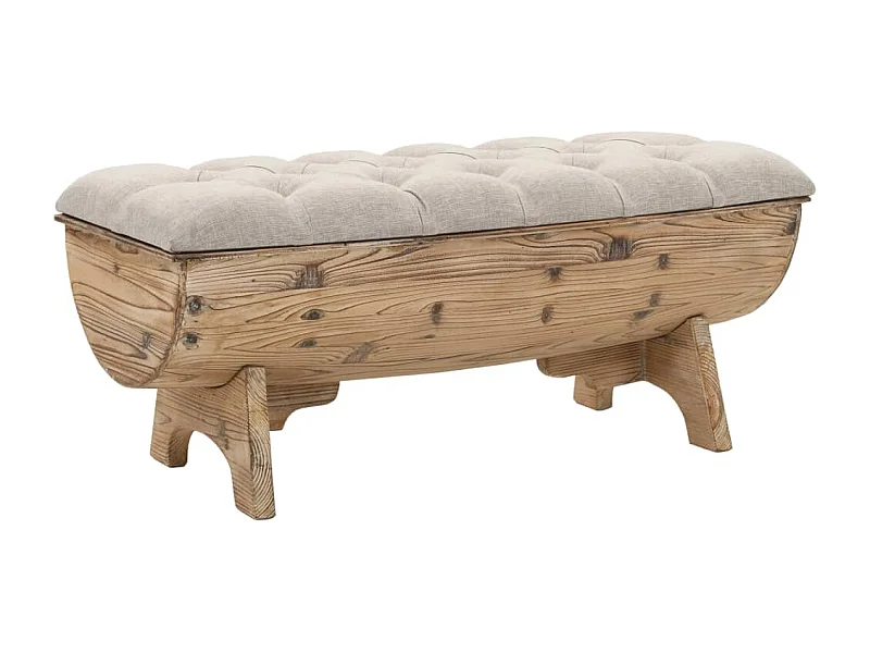 Opbergbank Massief hout en stof 103 x 51 x 44 cm