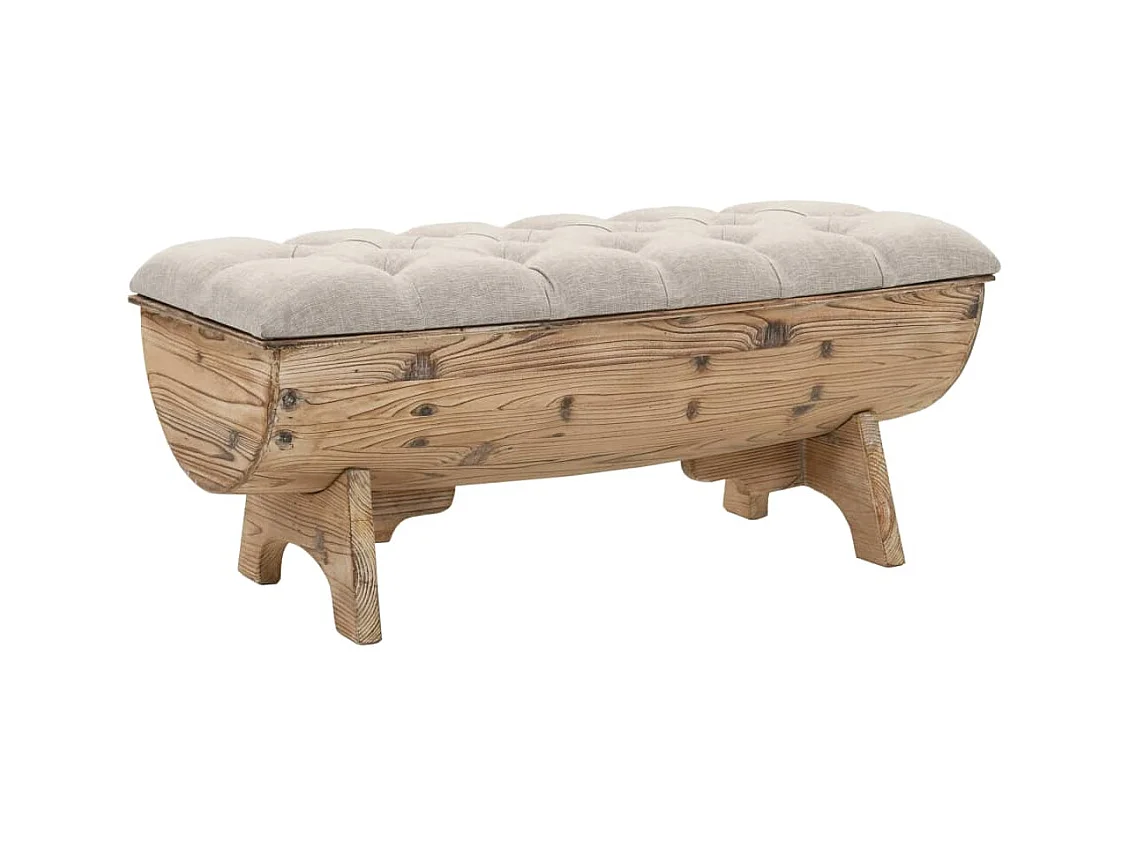 Banc de rangement Bois massif et tissu 103 x 51 x 44 cm