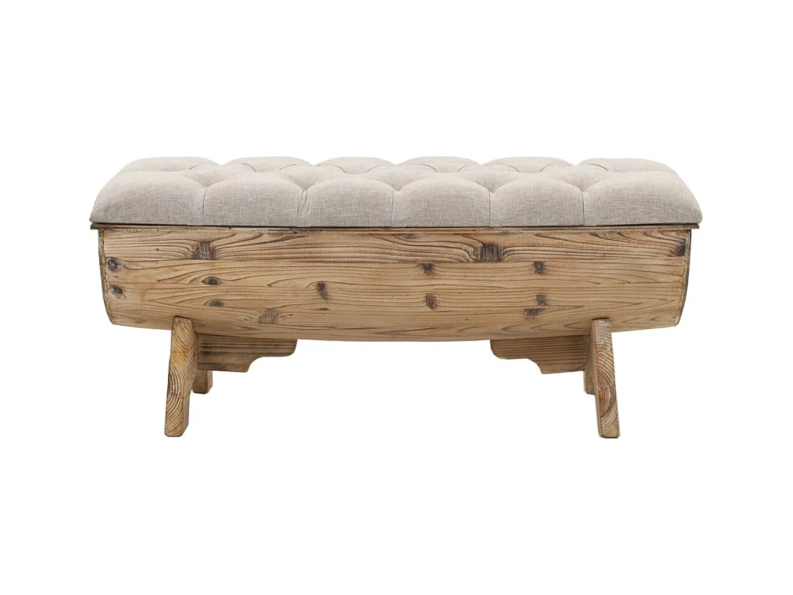 Banc de rangement Bois massif et tissu 103 x 51 x 44 cm