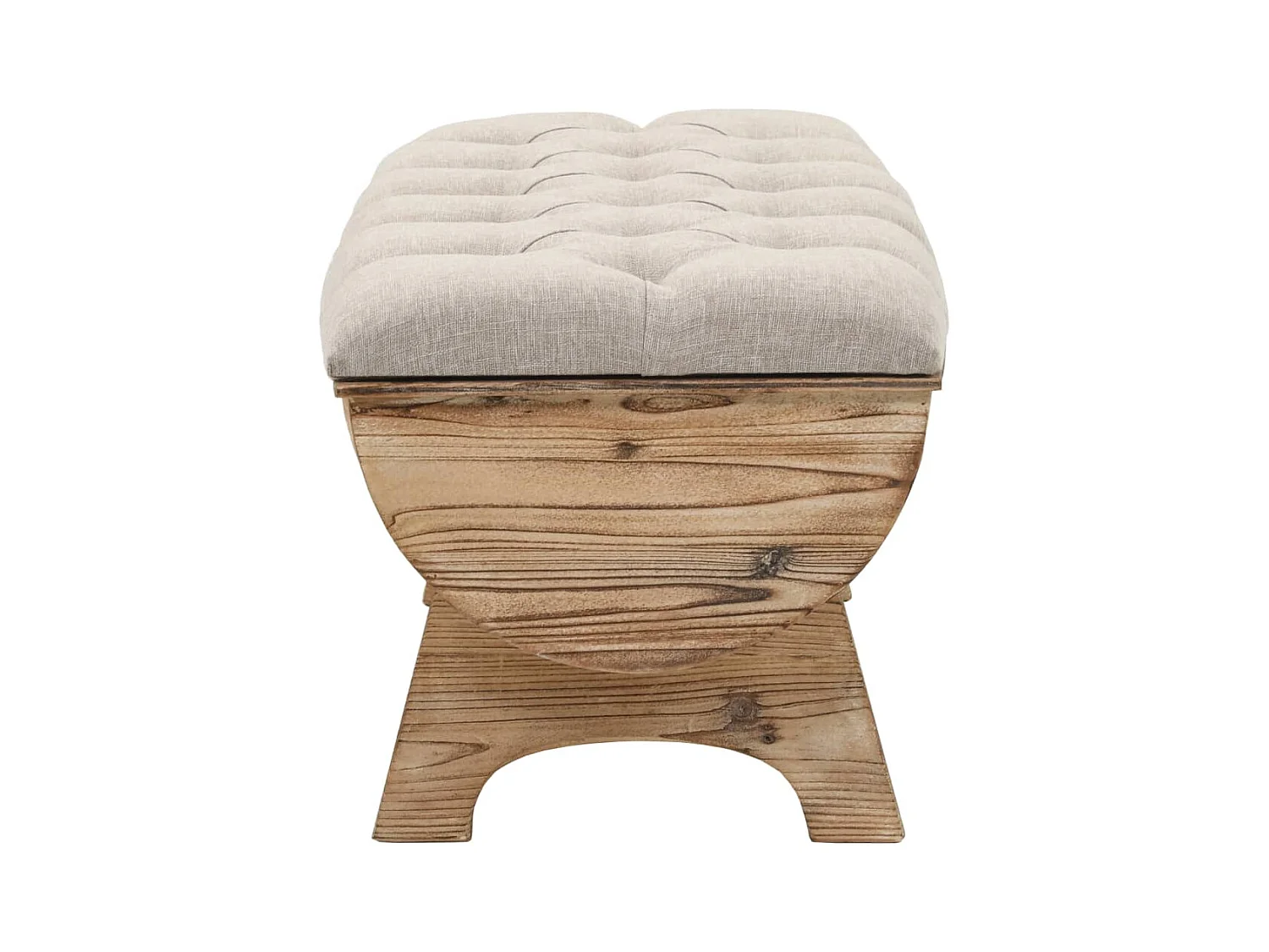 Banc de rangement Bois massif et tissu 103 x 51 x 44 cm