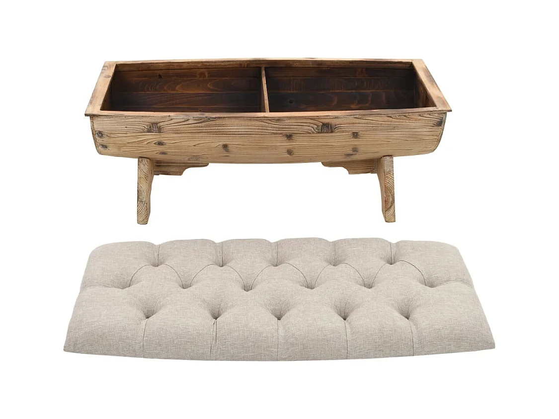 Banc de rangement Bois massif et tissu 103 x 51 x 44 cm