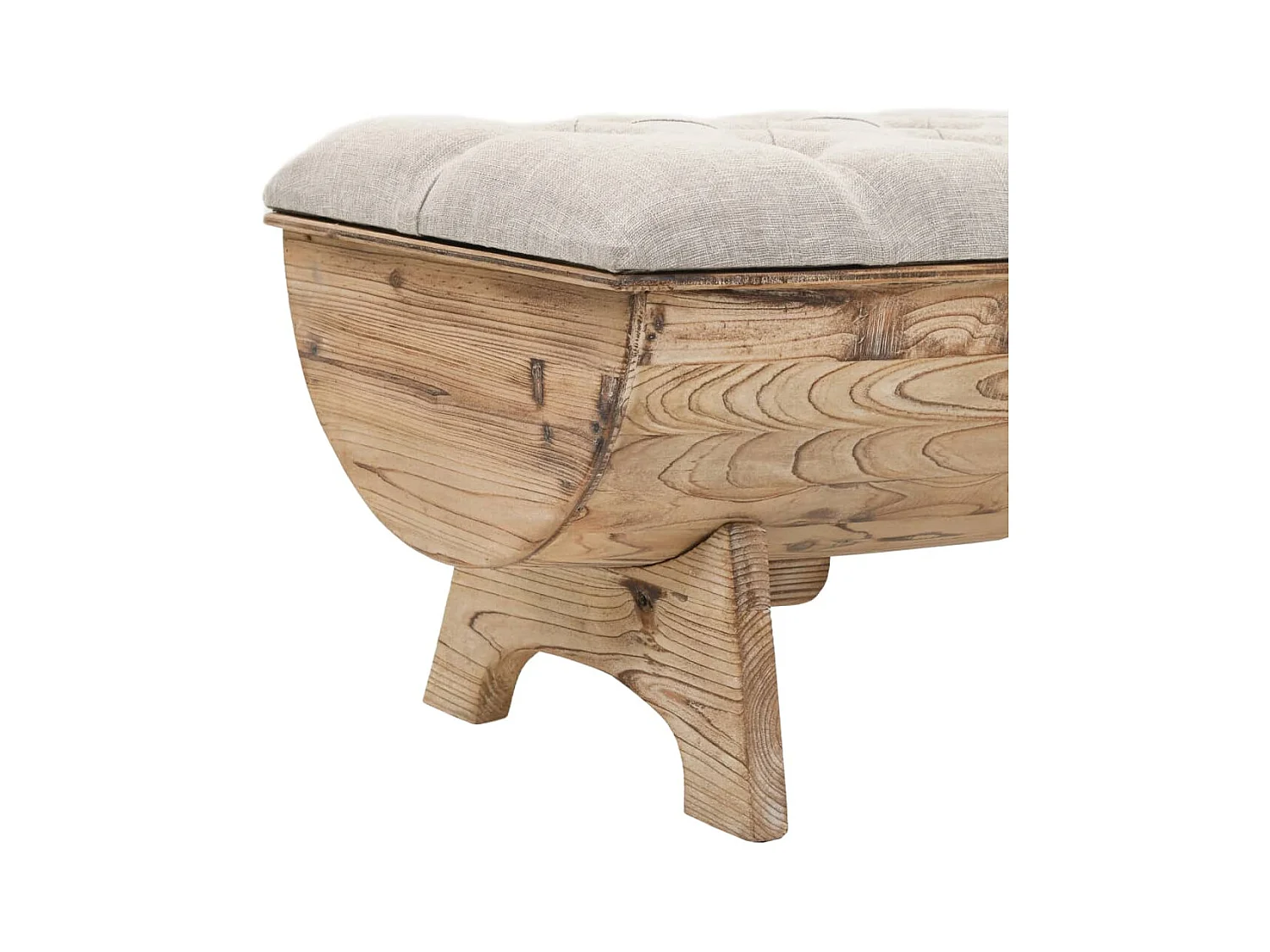 Banc de rangement Bois massif et tissu 103 x 51 x 44 cm