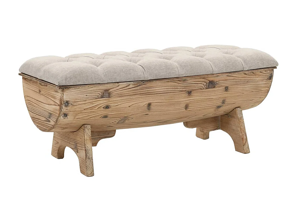 Panca contenitore in legno massello e tessuto 103 x 51 x 44 cm