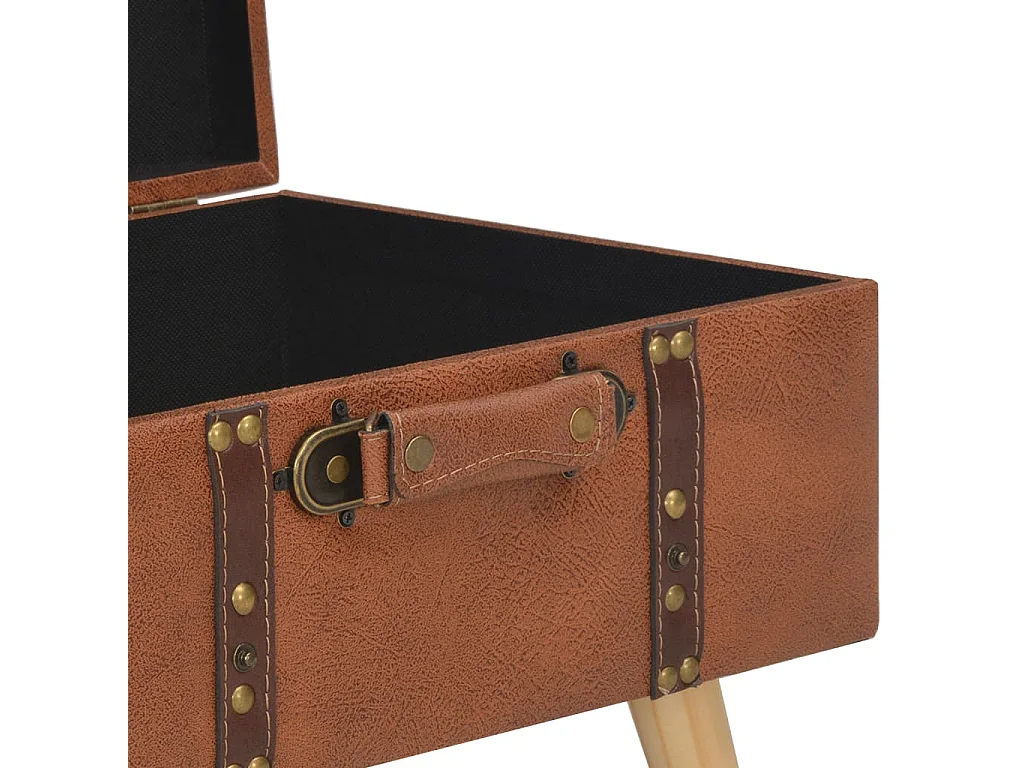 Sgabello contenitore in similpelle marrone chiaro da 40 cm