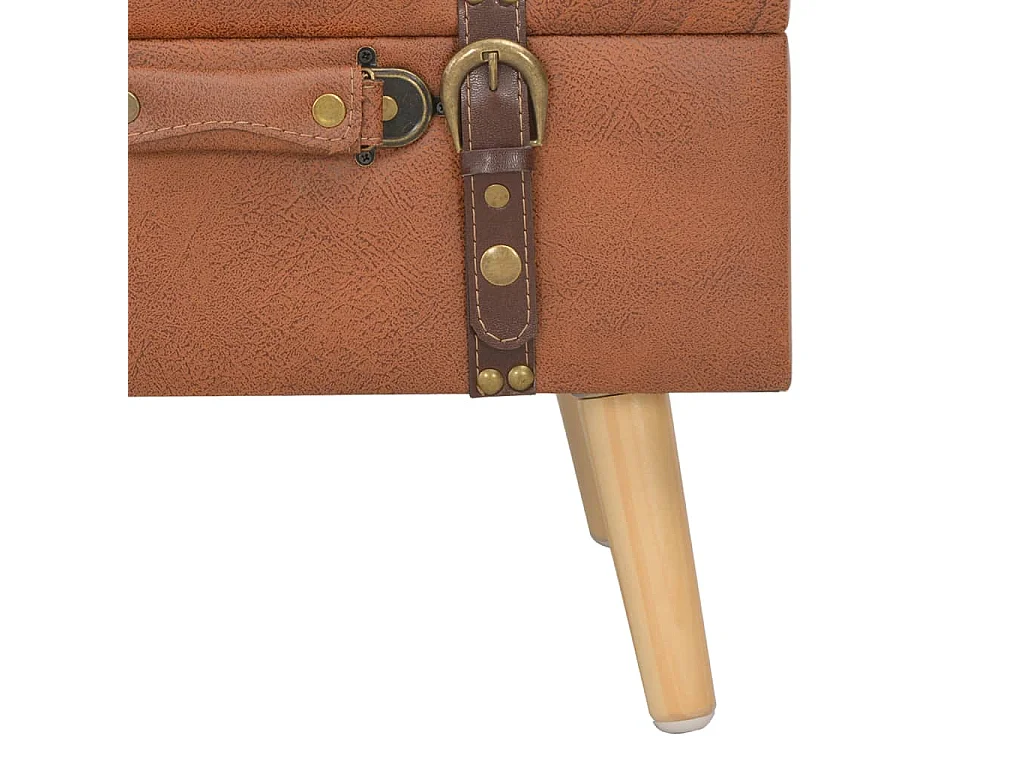 Sgabello contenitore in similpelle marrone chiaro da 40 cm