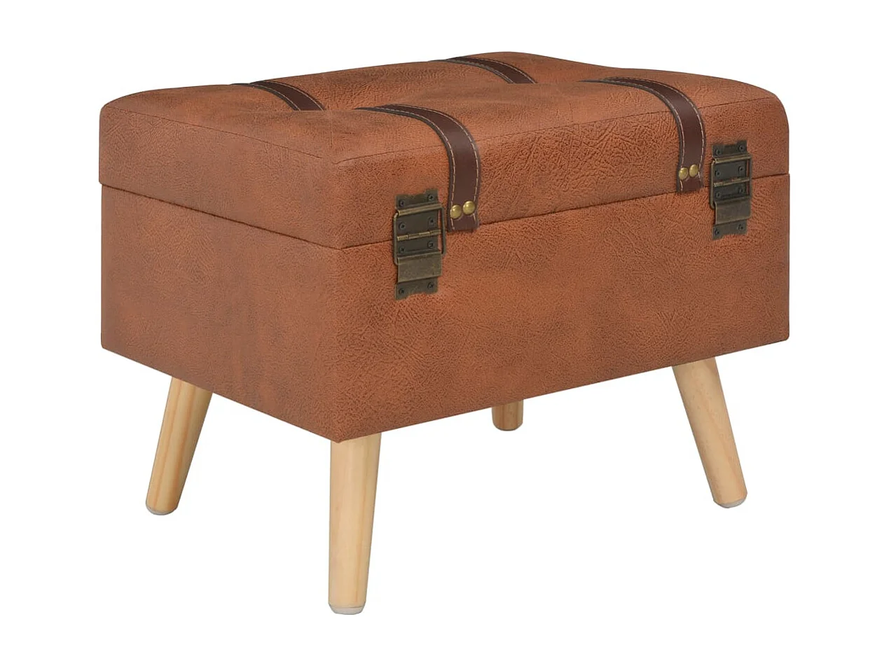 Sgabello contenitore in similpelle marrone chiaro da 40 cm