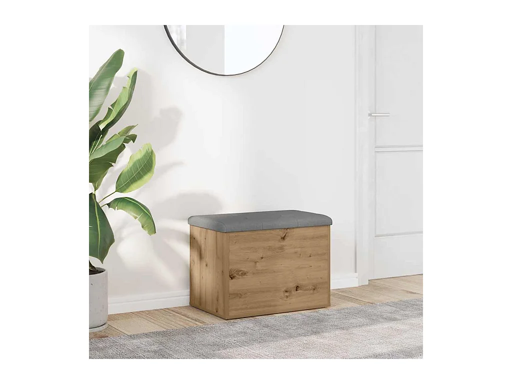 Banc de rangement chêne artisanal 62x42x45 cm bois d'ingénierie