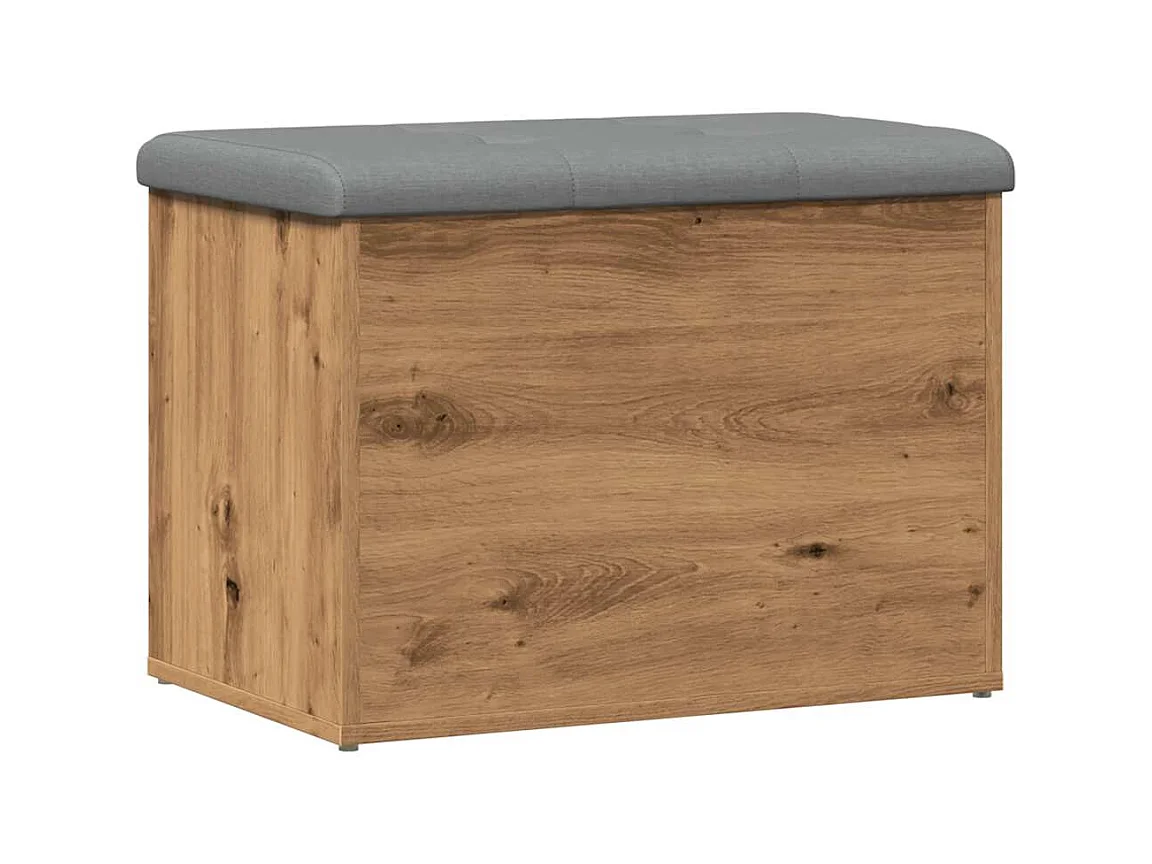 Banc de rangement chêne artisanal 62x42x45 cm bois d'ingénierie