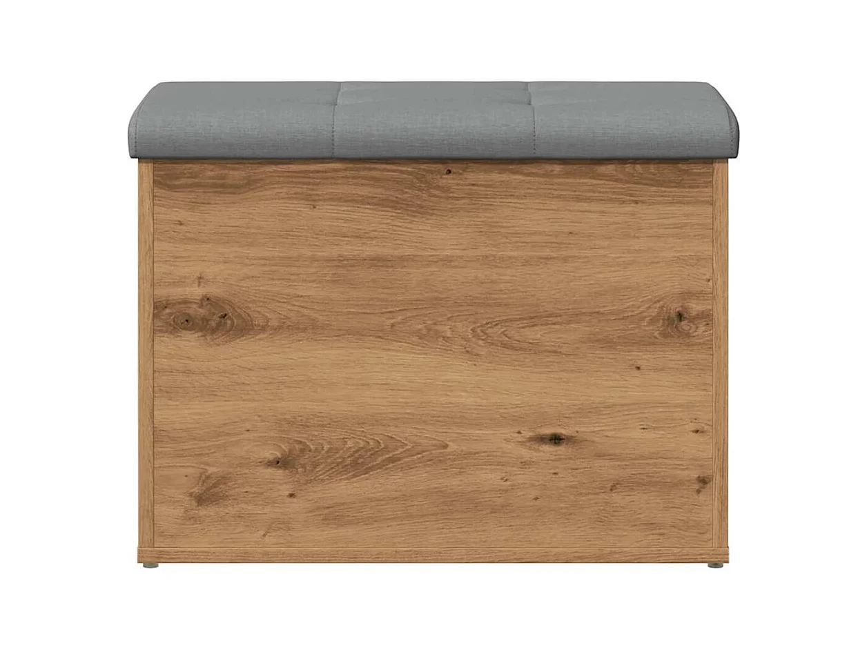 Banc de rangement chêne artisanal 62x42x45 cm bois d'ingénierie