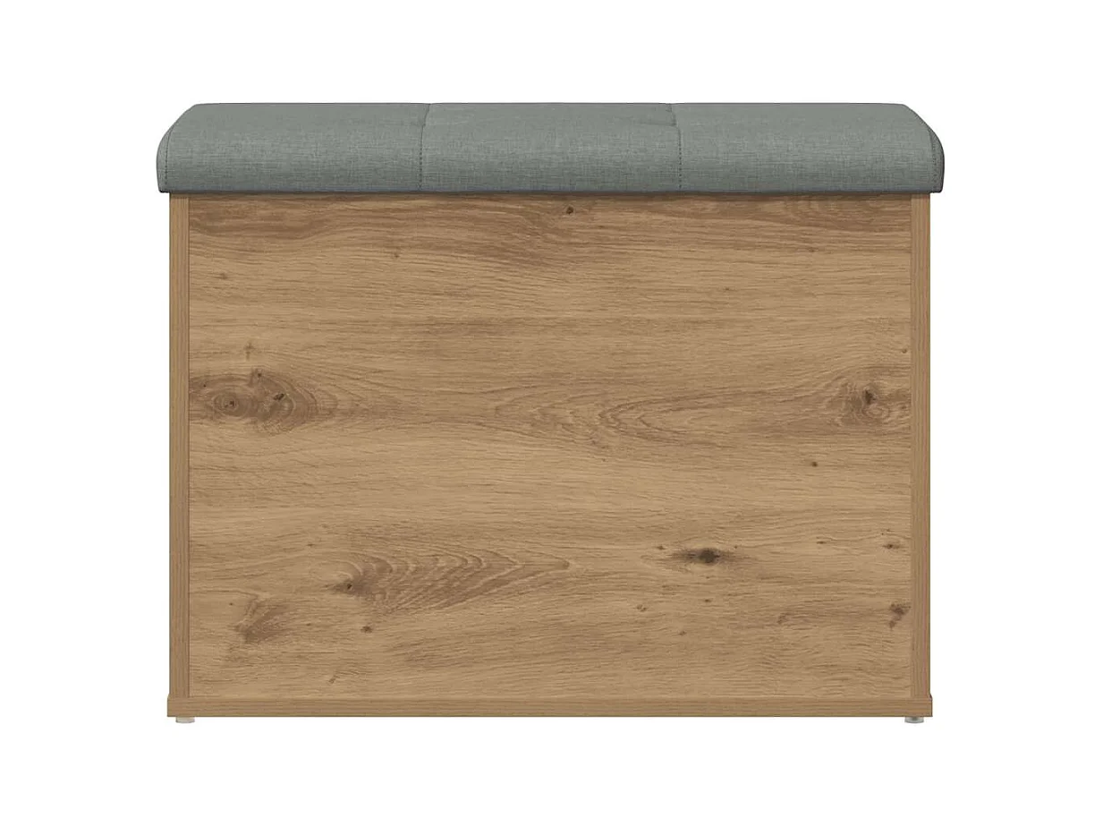 Banc de rangement chêne artisanal 62x42x45 cm bois d'ingénierie