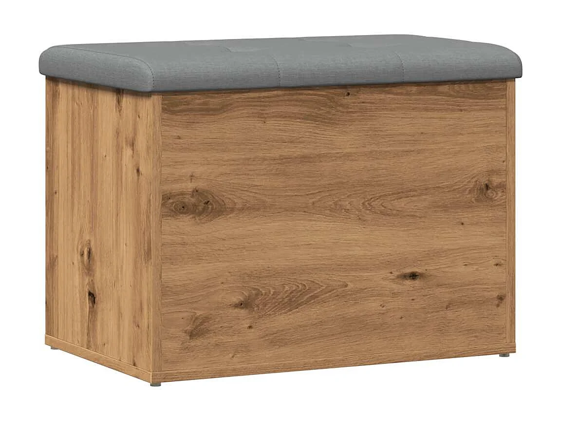 Banc de rangement chêne artisanal 62x42x45 cm bois d'ingénierie