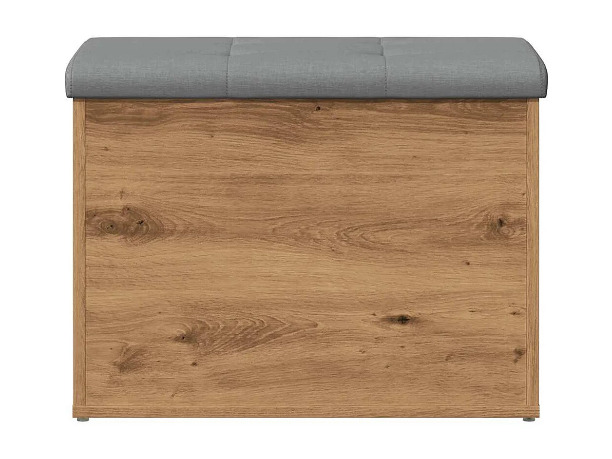 Banc de rangement chêne artisanal 62x42x45 cm bois d'ingénierie