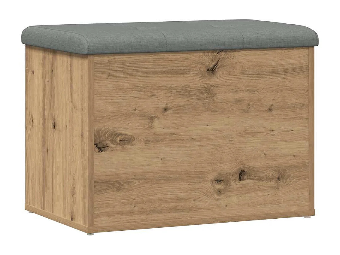 Banc de rangement chêne artisanal 62x42x45 cm bois d'ingénierie