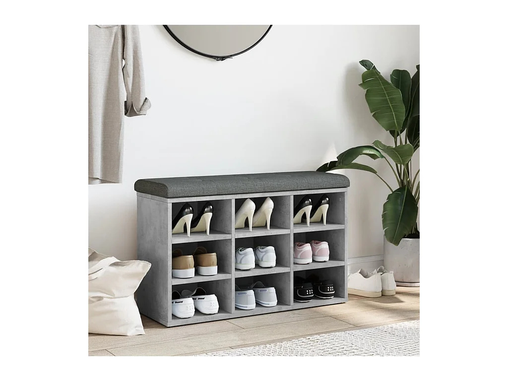 Betongraue Schuhbank 82x32x50 cm Holzwerkstoff