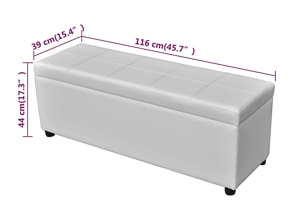 Panca contenitore lunga in legno bianco