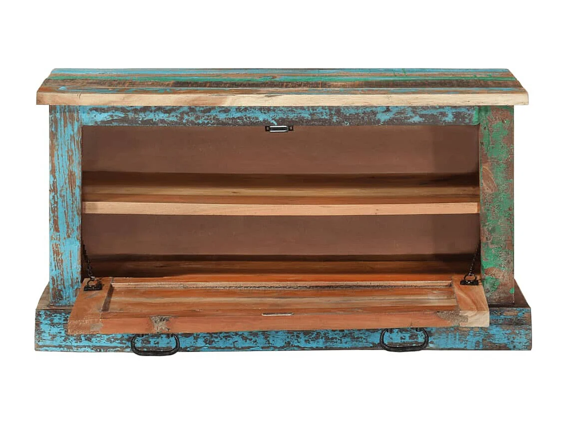 Schoenenopbergbankje van gerecycled hout