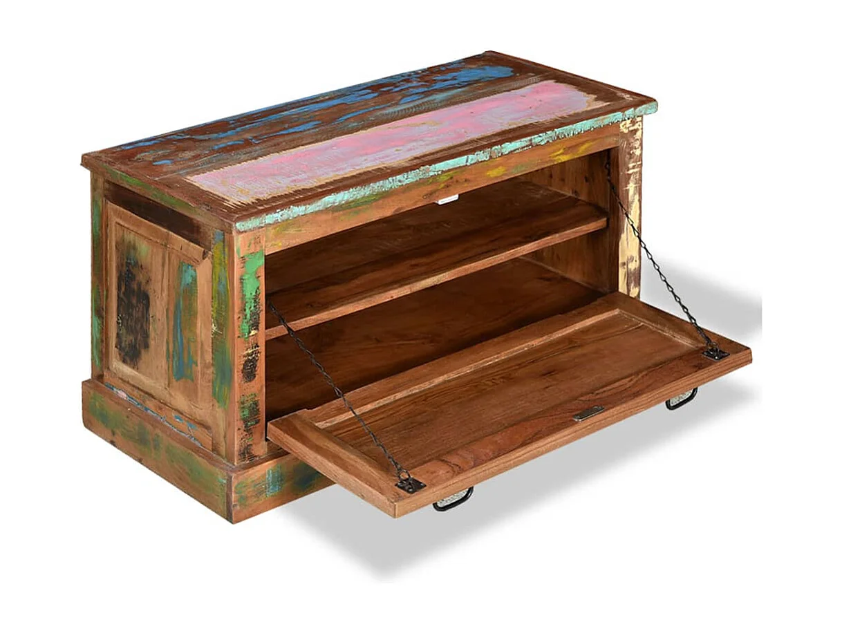 Schoenenopbergbankje van gerecycled hout