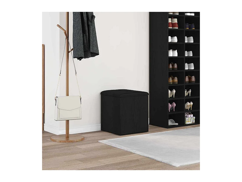 Panca contenitore in rovere nero 42 x 42 x 45 cm in legno ingegnerizzato