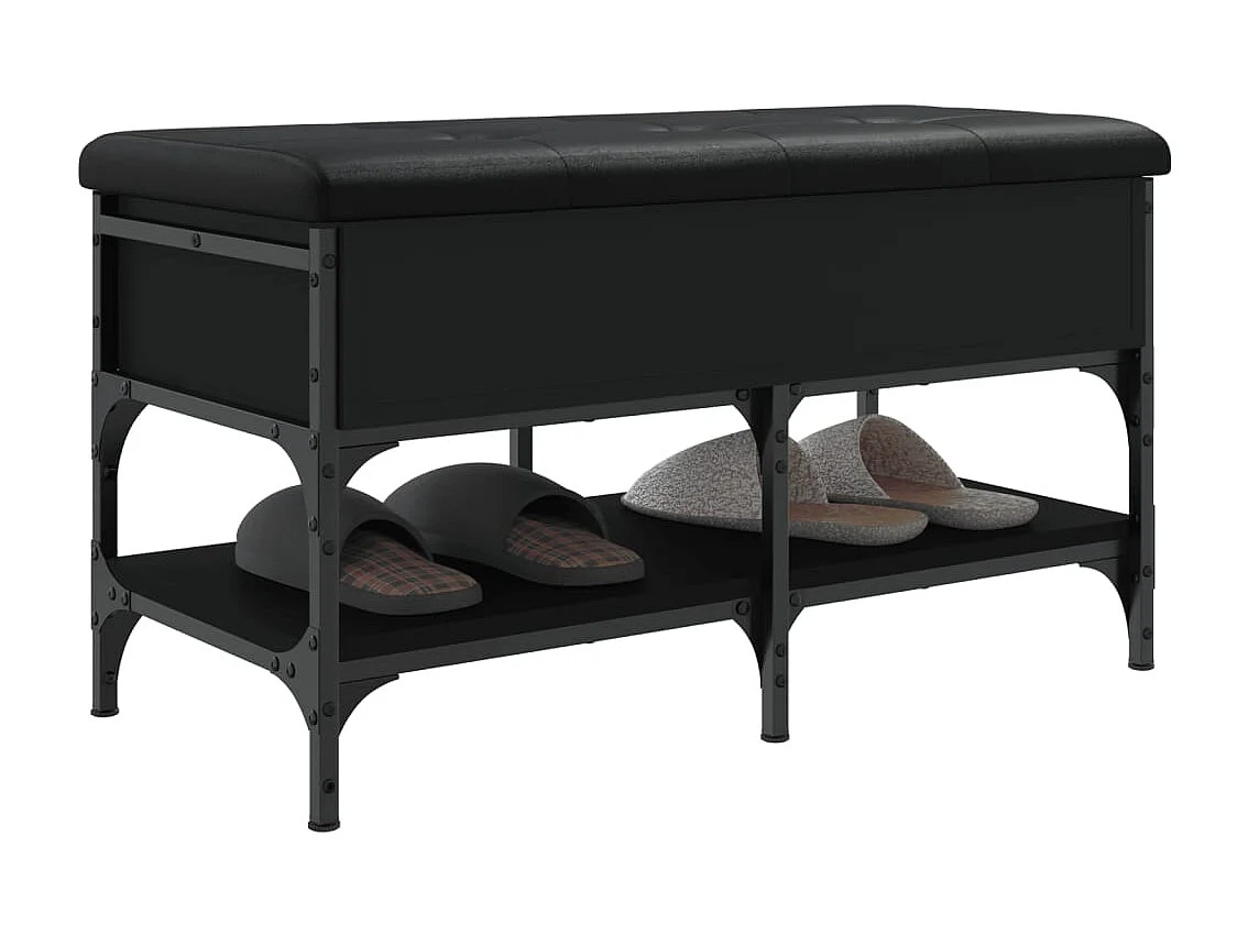 Banco zapatero negro 82x42x45 cm madera de ingeniería
