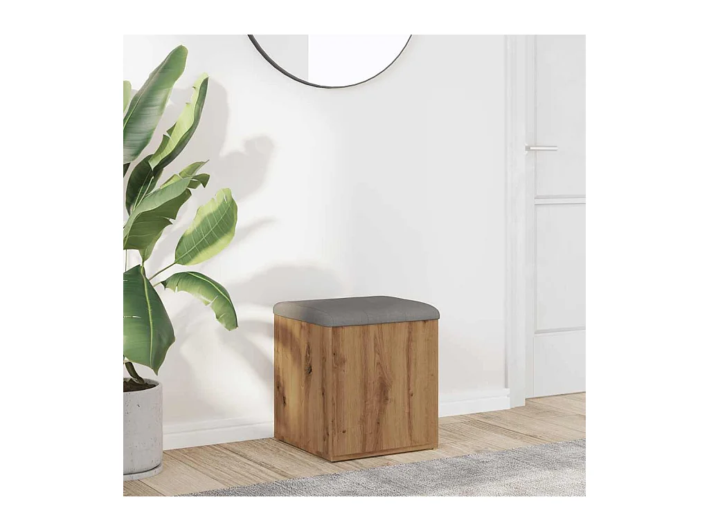 Banc de rangement chêne artisanal 42x42x45 cm bois d'ingénierie