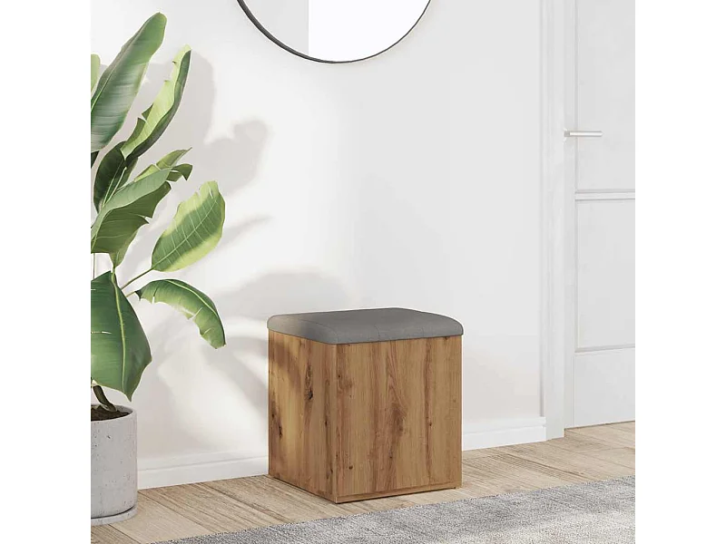 Banc de rangement chêne artisanal 42x42x45 cm bois d'ingénierie