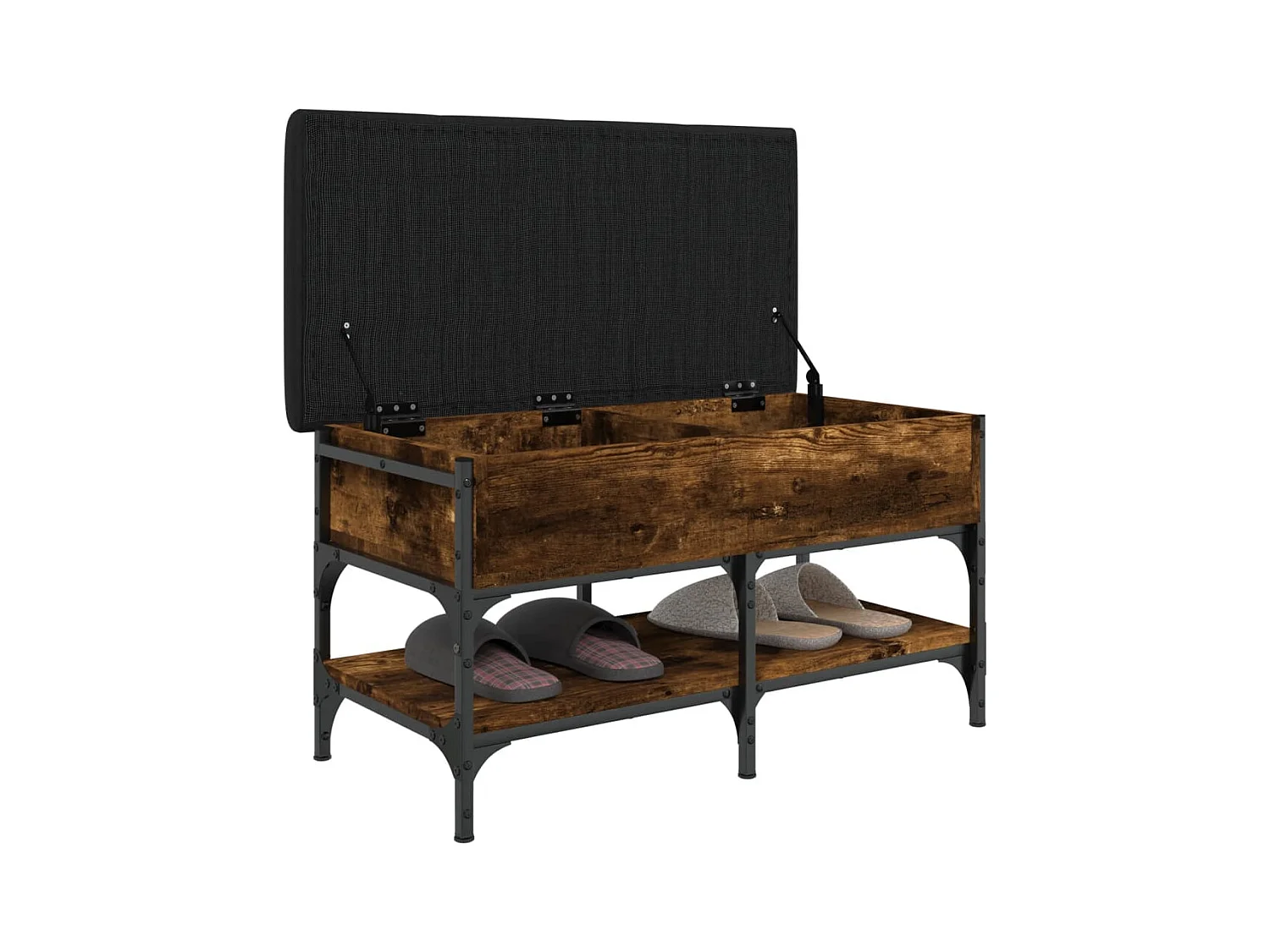 Gerookte eikenhouten schoenenbank 82x42x45 cm bewerkt hout