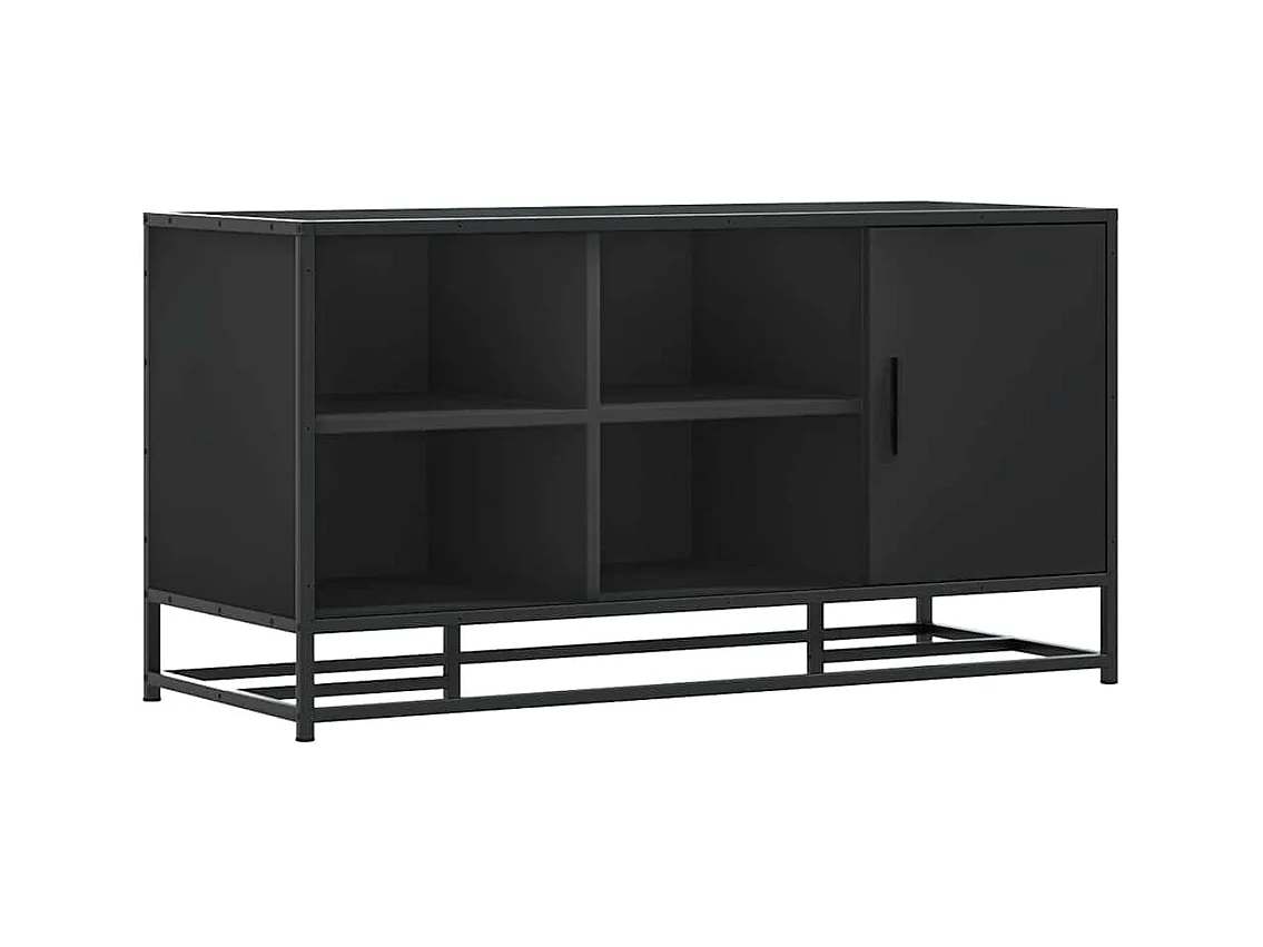 Panca portascarpe nera 100x40x53,5cm in legno ingegnerizzato e metallo