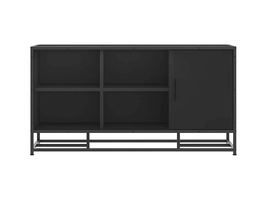 Panca portascarpe nera 100x40x53,5cm in legno ingegnerizzato e metallo