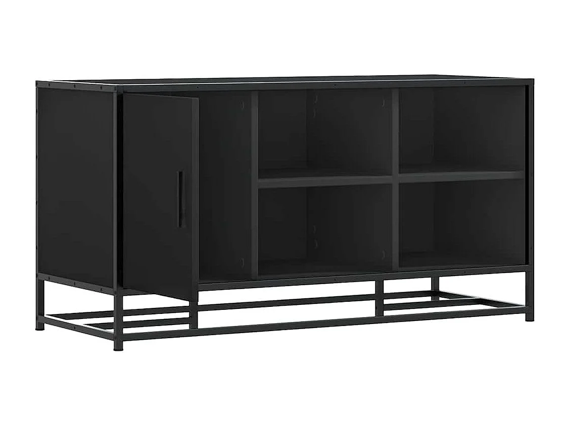 Panca portascarpe nera 100x40x53,5cm in legno ingegnerizzato e metallo