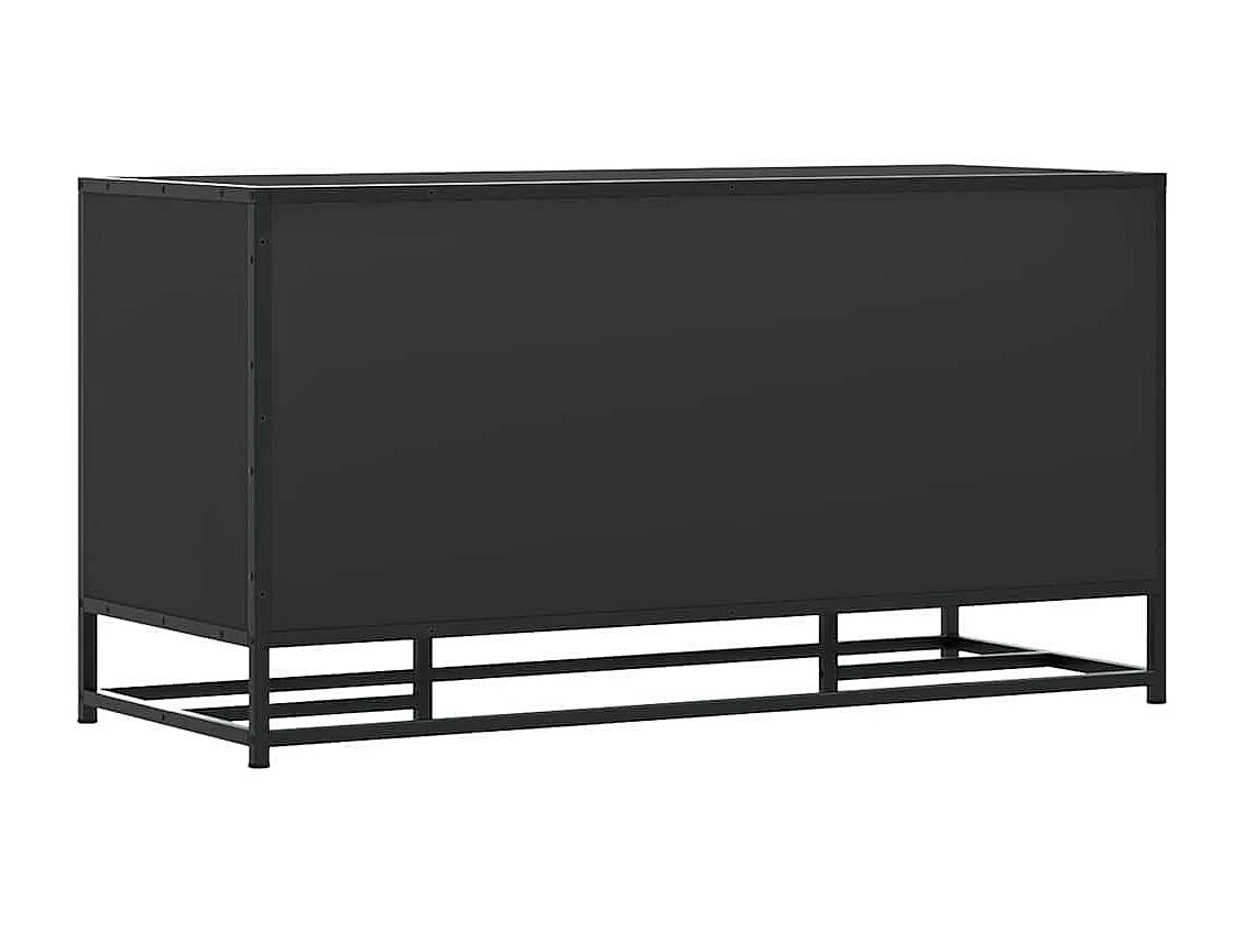Panca portascarpe nera 100x40x53,5cm in legno ingegnerizzato e metallo