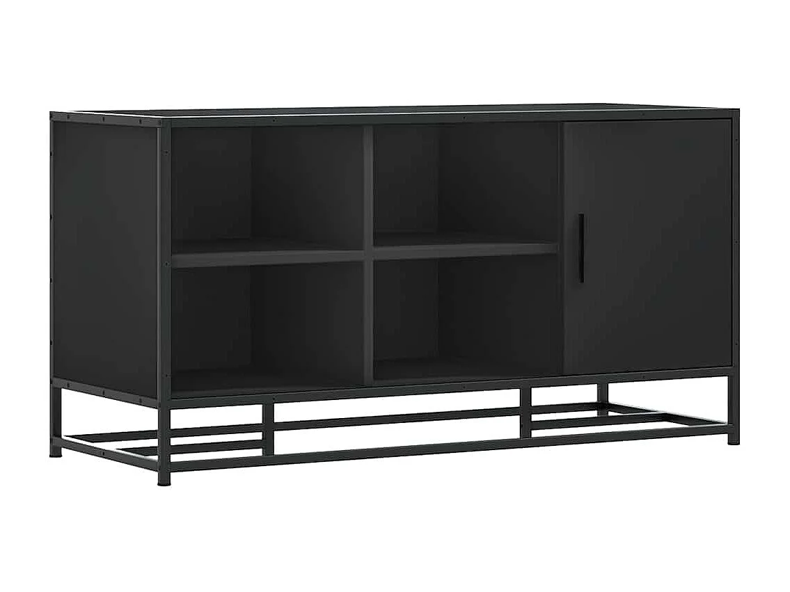 Banco zapatero negro 100x40x53,5cm madera contrachapada y metal