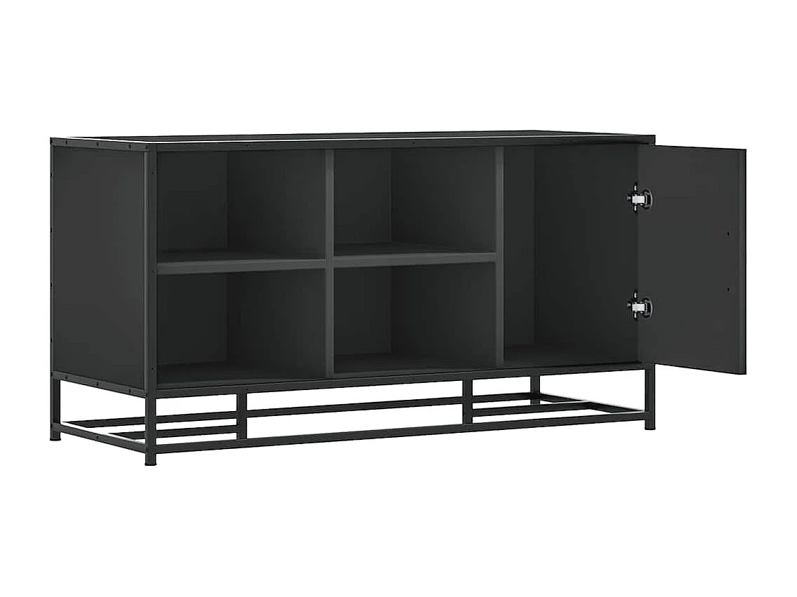 Banco zapatero negro 100x40x53,5cm madera contrachapada y metal