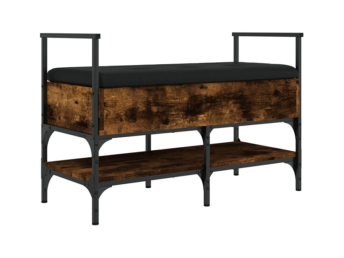 Panca portascarpe in rovere affumicato 85,5x42x57,5 cm in legno ingegnerizzato