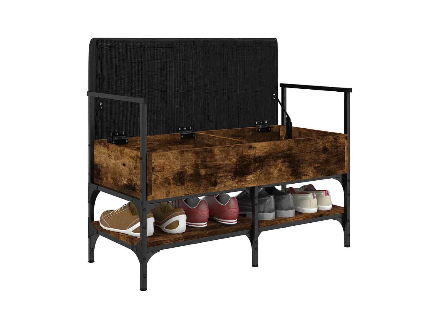 Panca portascarpe in rovere affumicato 85,5x42x57,5 cm in legno ingegnerizzato